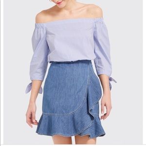 Draper James blue stripe Lenox off shoulder top